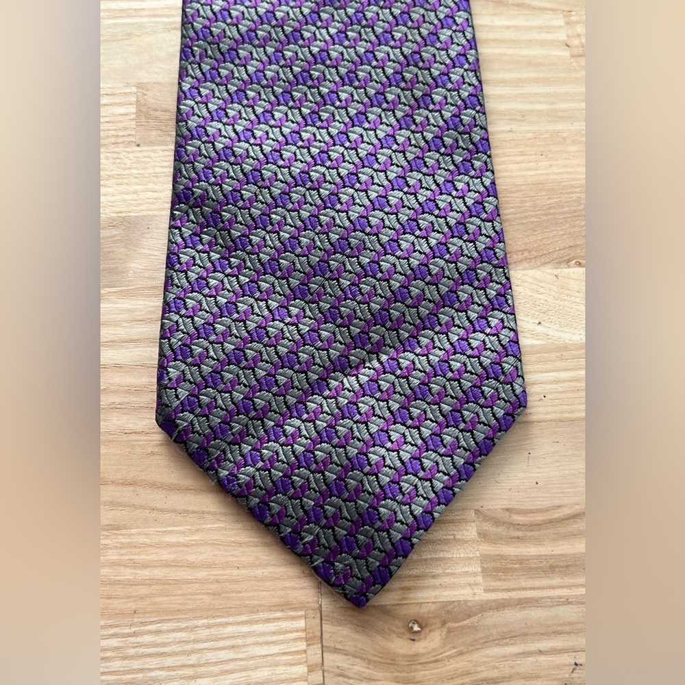 Charvet Designer 100% Silk Tie in a Beautiful Purple and Silver Color